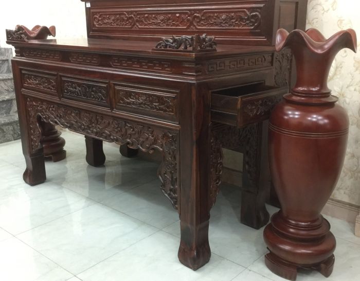 Bàn thờ gia tiên 2 tầng gỗ muồng 1m98 GT22